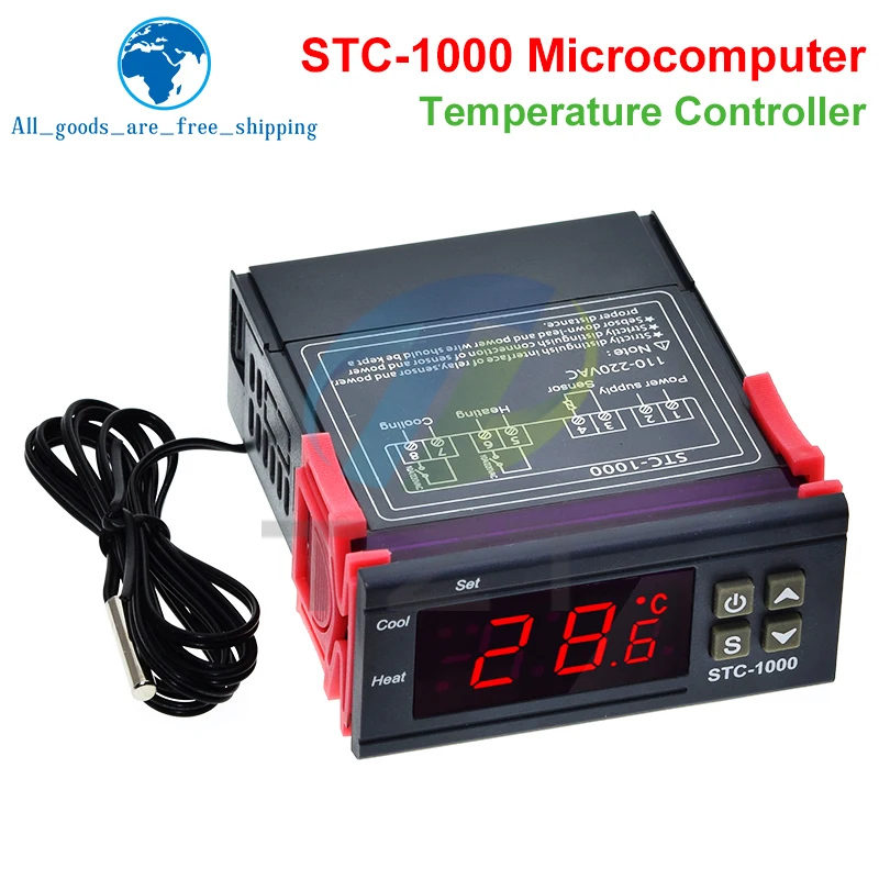 TZT STC-1000 LED Digital Thermostat for Incubator Temperature Controller Thermoregulator Relay Heating Cooling 12V 24V 220V