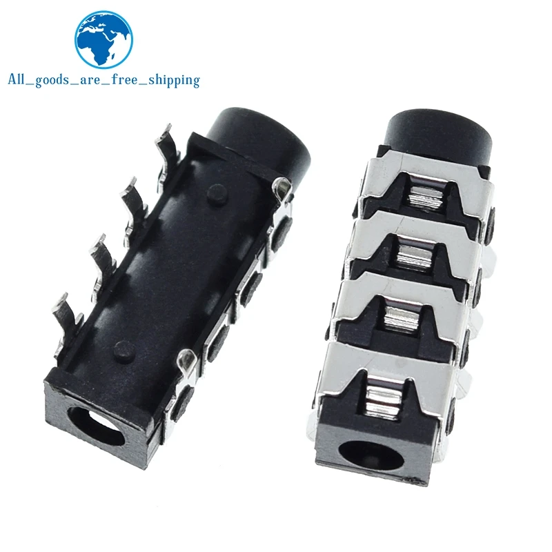 10/30pcs PJ-313B TZT Phone Jack 3.5mm 6 Contacts 4 Conductors Stereo Audio Socket Through Hole Right Angle 4 Poles Audio Plug