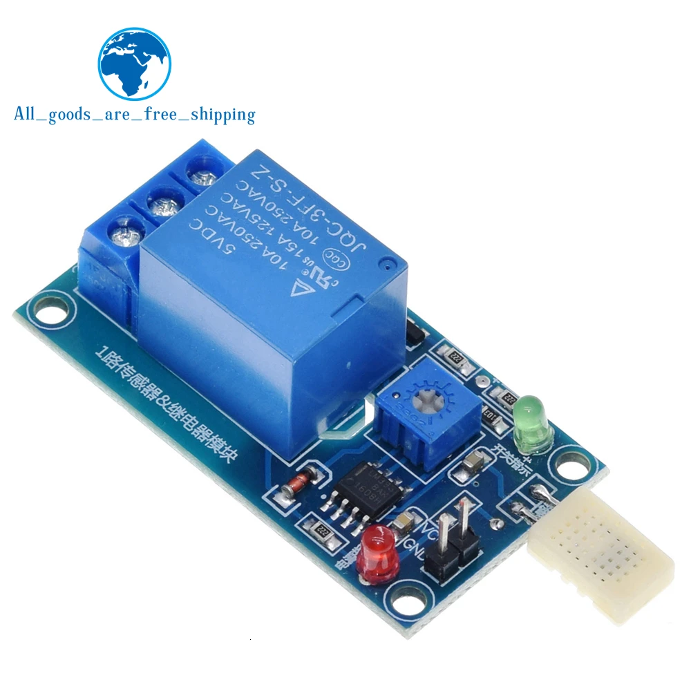 TZT 1/3PCS HR202 DC 5V 1 Channal 1CH Humidity Switch Relay Module Control Board Humidity Sensors Module for Arduino