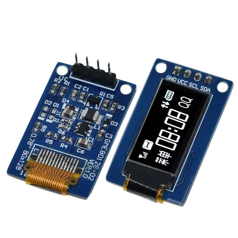 1/3PCS 0.78 inch OLED Display LCD Screen Module 0.78″ White Color Resolution 128*80 SPI Interface SH1107 driver 128X80