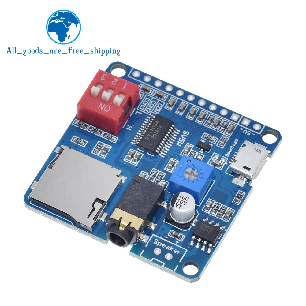 1/3PCS Voice Sound Playback Module MP3 Player Module UART I/O Trigger Class D Amplifie Board 5W 8M Storage DY-SV8F SD/TF Card