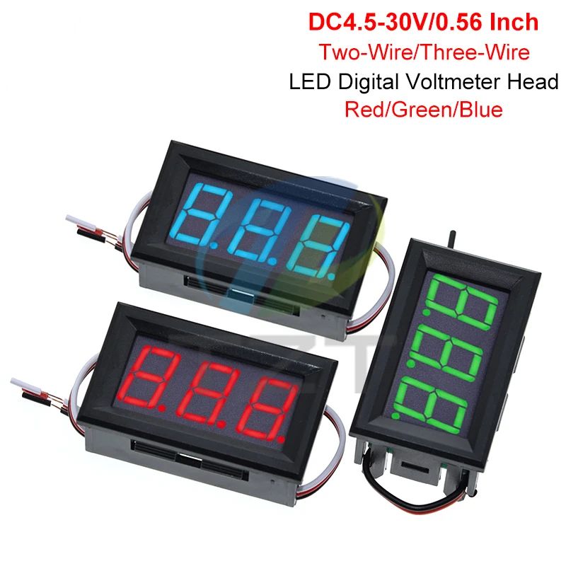 TZT 1/3PCS DC 4.5V-30V 0.56 Inch Mini Red Green Blue LED Display Panel Voltage Meter Home Use Voltage 3 Three Digital