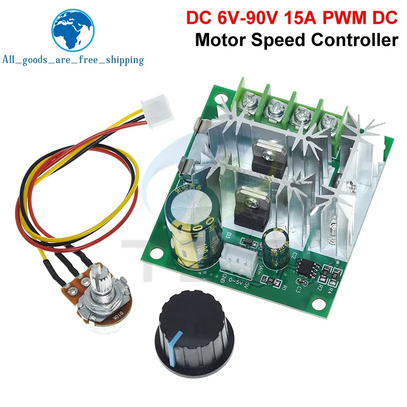 1/3pcs DC 6V-90V 15A DC Motor Speed Controller Stepless Speed Regulation Pulse Width PWM DC 12V 24V 36V 48V 1000W