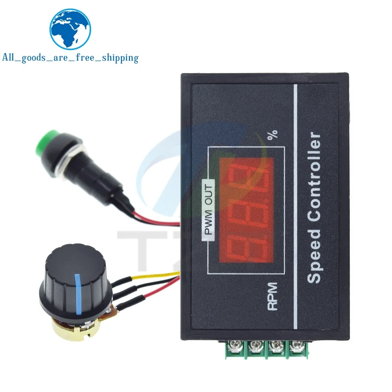 1/3pcs DC 6-60V 30A Digital LED Display 0-100% DC 12V 24V 48V Motor Speed Controller PWM with B100K Rotary Poteniometer Switch