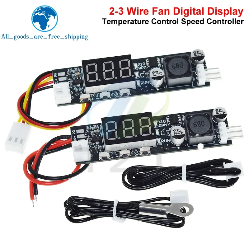 Single 12V 2A DC PWM 2-3 Wire Fan Temperature Control Speed Controller Driver Module for Chassis Computer Noise Reduction Module