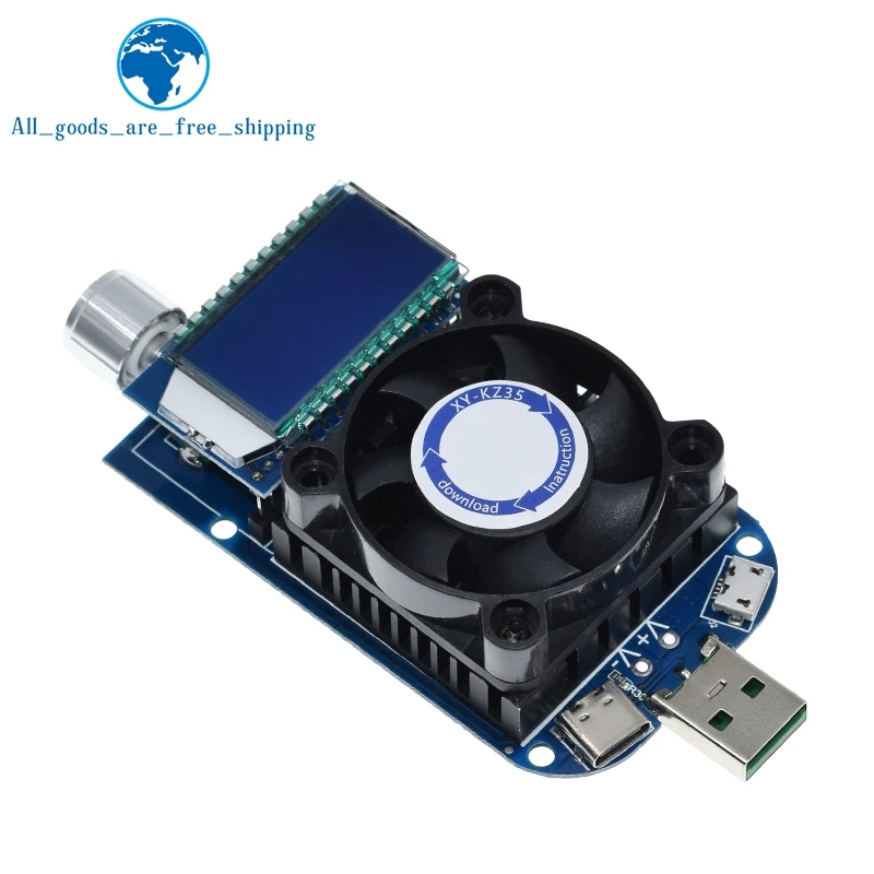 TZT 25W 35W QC2.0 QC3.0 USB electronic load adjustable constant current aging resistor battery voltage capacity tester voltmeter