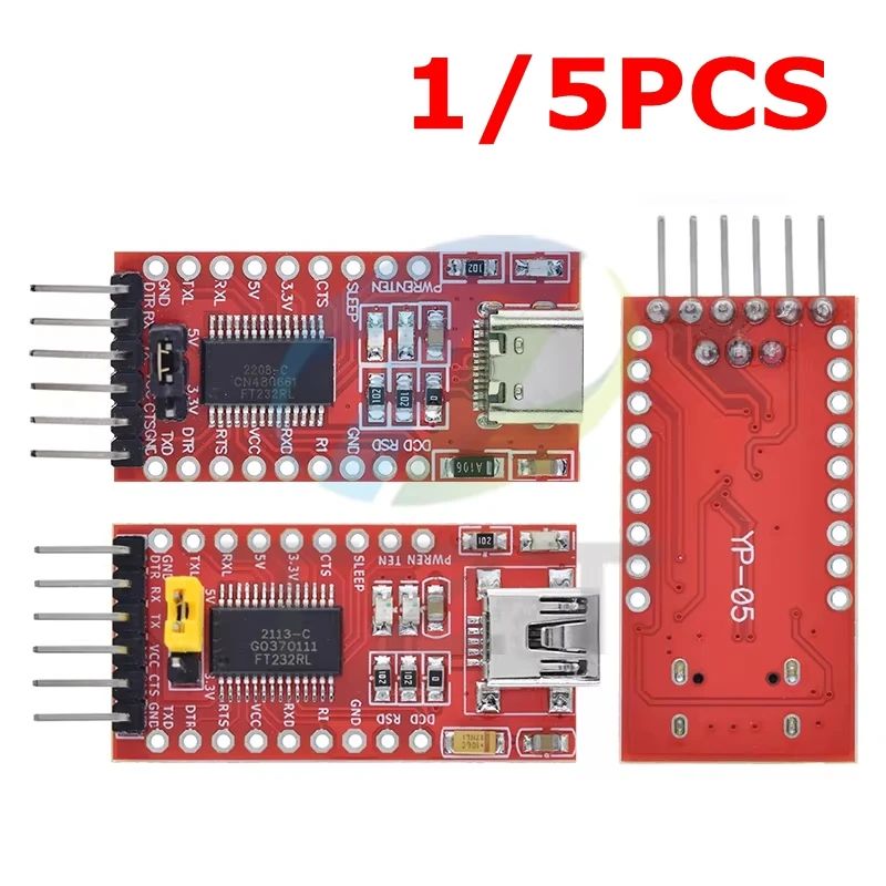 TZT 1/5PCS FT232RL FTDI USB 3.3V 5.5V to TTL Serial Adapter Module for Arduino FT232 Pro Mini USB TO TTL 232