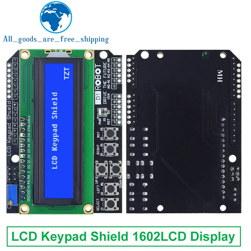 TZT 1/3PCS LCD Keypad Shield LCD1602 LCD 1602 Module Display For Arduino ATMEGA328 ATMEGA2560 raspberry pi UNO blue screen