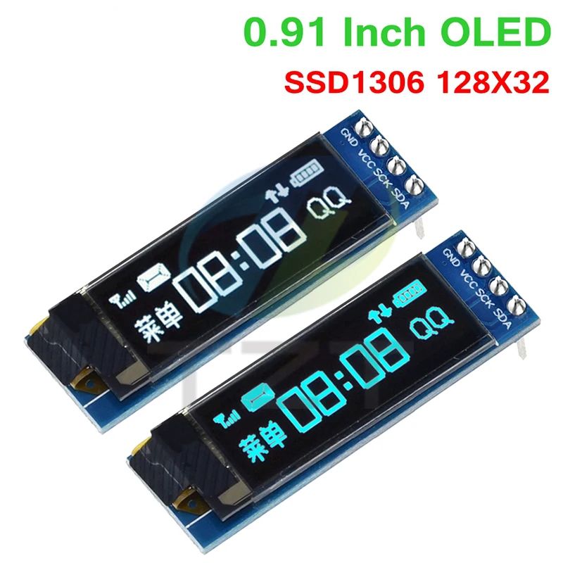TZT 1/2/5PCS 0.91 inch OLED Module White/Blue OLED 128X32 OLED LCD LED Display Module 0.91″ IIC Communicate For Arduino ROHS