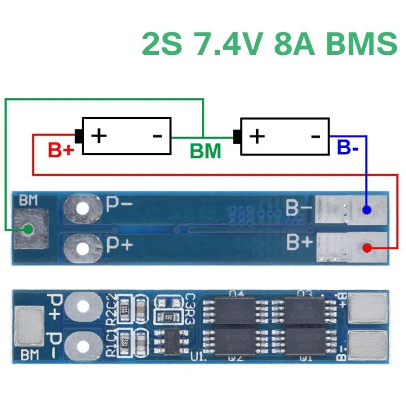 TZT 2S 7.4V 8A Li-ion 18650 Lithium Battery Charger Protection Board 8.4V Overcurrent Overcharge / Overdischarge Protection