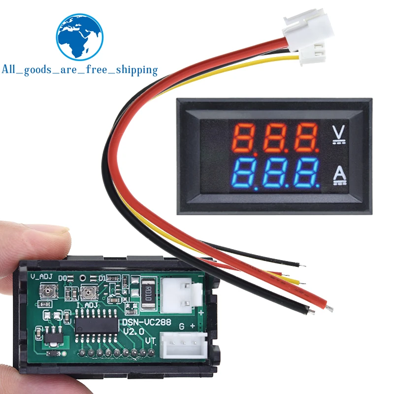 1/2/5PCS DC 0-100V 10A Digital Voltmeter Ammeter Dual Display Voltage Detector Current Meter Panel Amp Volt 0.28″ Red Blue LED