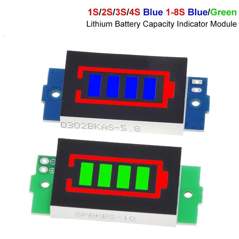TZT 1S 2S 3S 4S Single 3.7V Lithium Battery Capacity Indicator Module 4.2V Blue Display Electric Vehicle Battery Power Tester