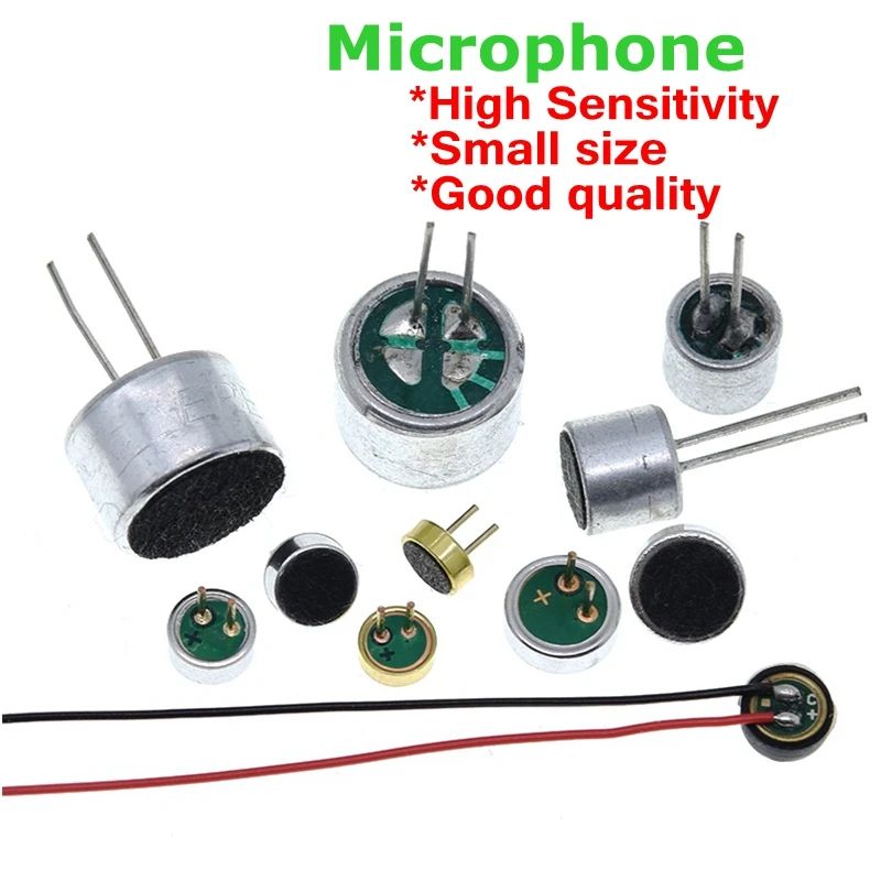 10/30PCS/LOT Microphone 9x7mm 9767 6x5mm 6050 6x2.2mm 6022 4.5x2.2mm 4522 4x1.5mm 4015 Electret Microphone with 2 pin pick-up