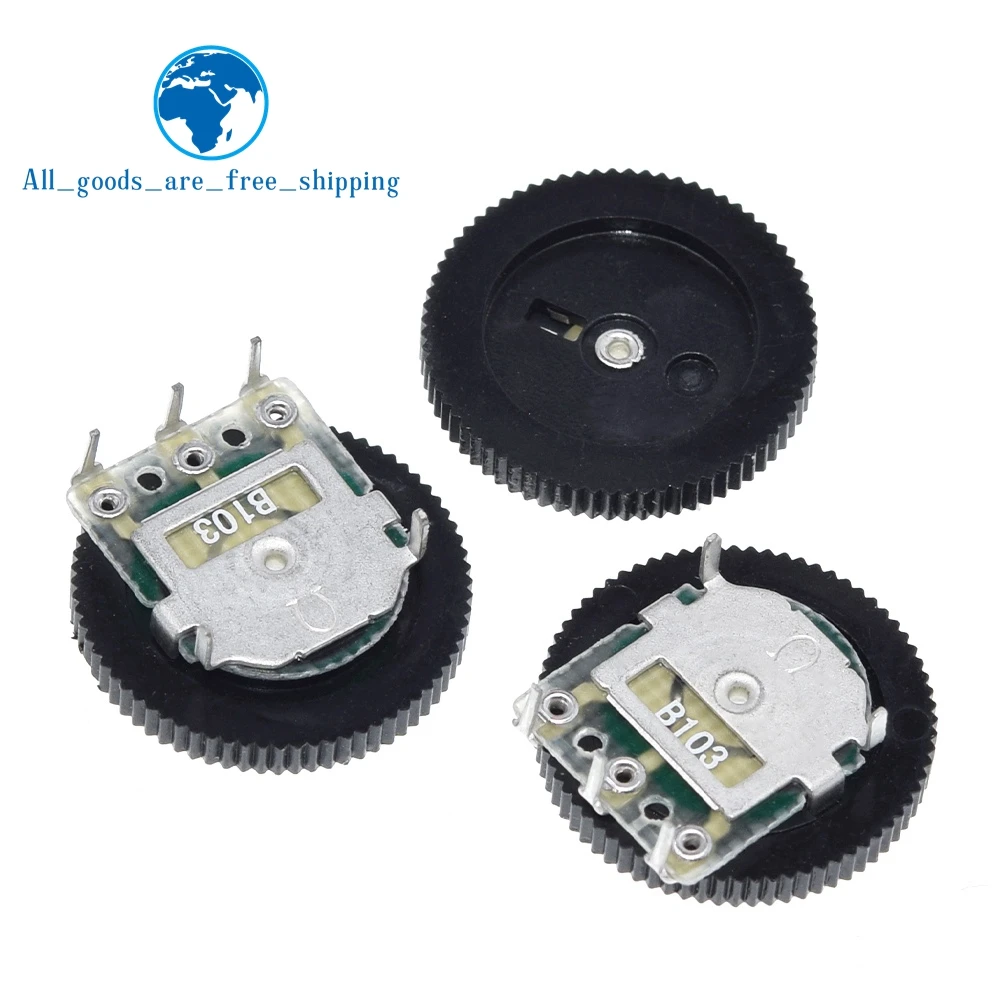 TZT 10/30Pcs B103 16x2mm 10K Ohm Double Dial Taper Volume Wheel Duplex Potentiometer Z07 Drop ship