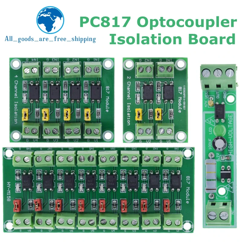PC817 2/4/8 Channel Optocoupler Isolation Board Voltage Converter Adapter Module 3.6-30V Driver Photoelectric Isolated Module