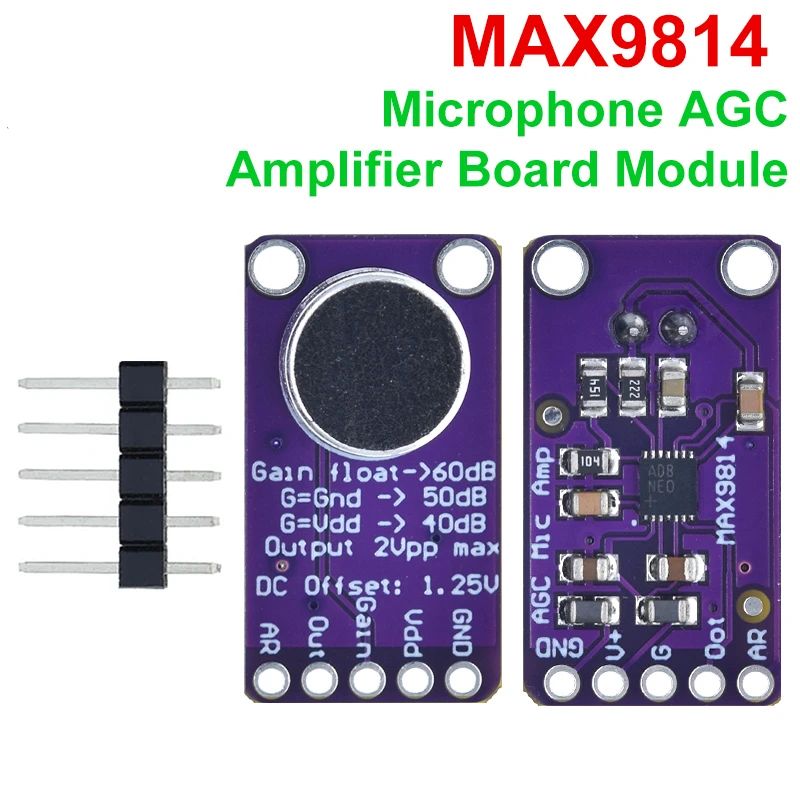 TZT MAX9814 Microphone AGC Amplifier Board Module Auto Gain Control for Arduino Programmable Attack and Release Ratio Low THD