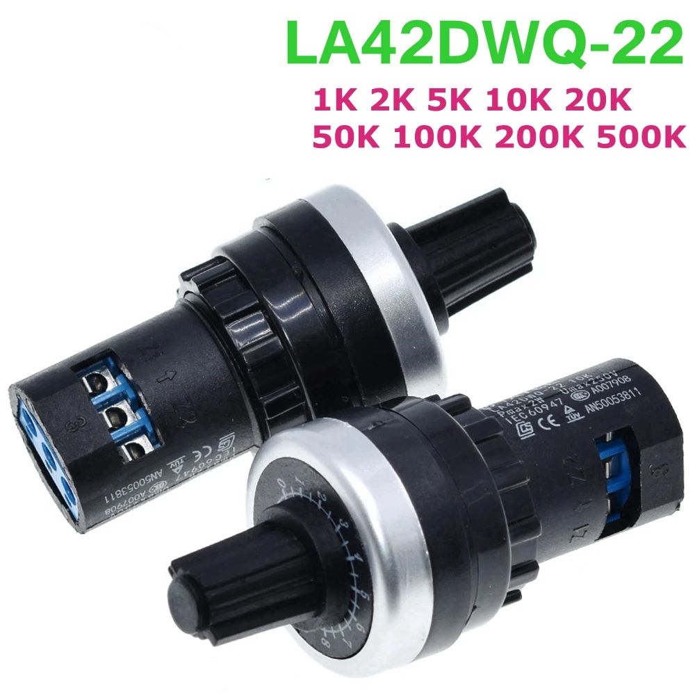 TZT LA42DWQ-22 1K 2K 5K 10K 20K 50K 100K 22mm Diameter Pots Rotary Potentiometer Converter Governor Inverter Resistance Switch