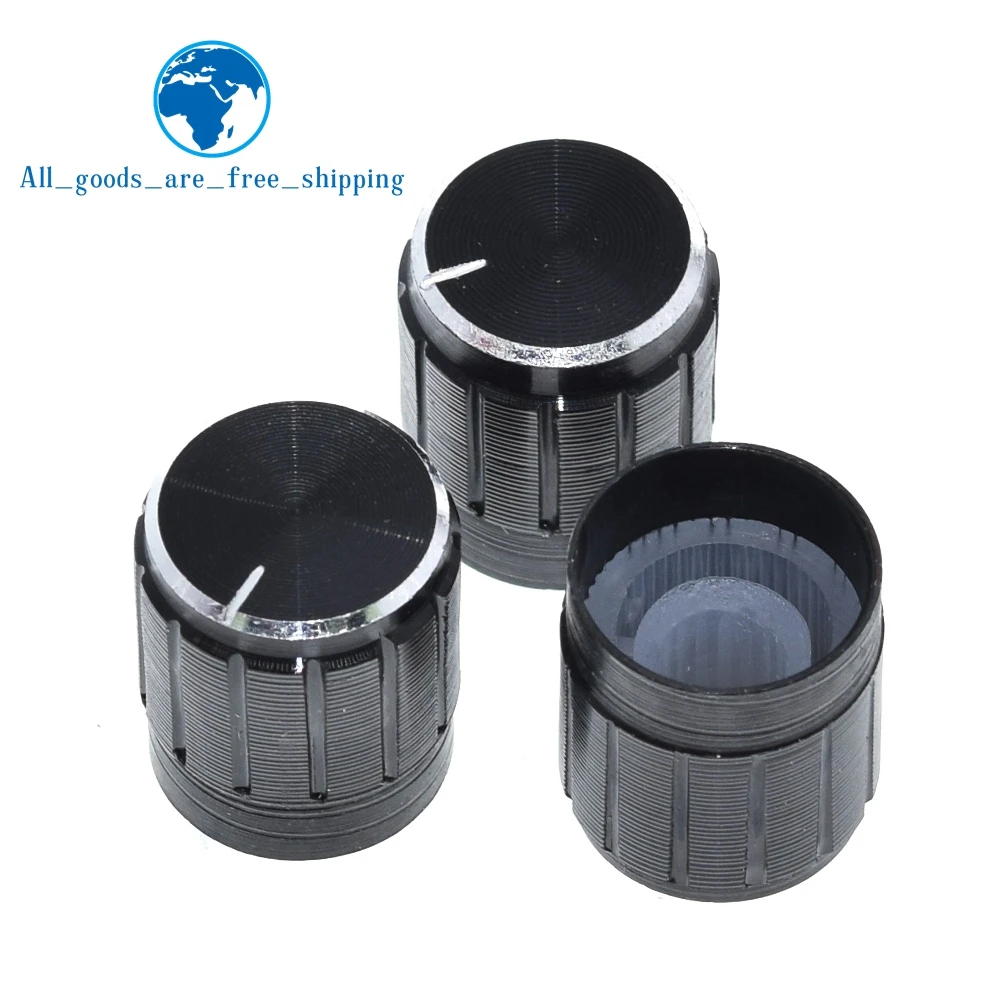 10/30pcs 15*17mm aluminum alloy potentiometer knob rotary switch volume control knob black For DIY