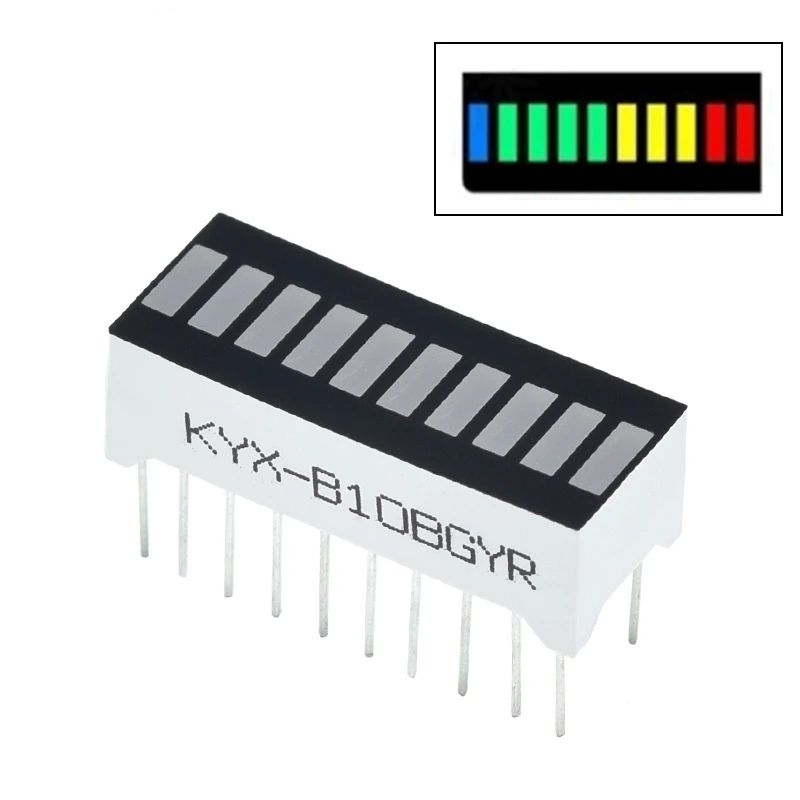 TZT 1/3/5PCS 10 grid digital segment LED light bar super bright 2 red+3 yellow+4 green+1 blue light flat tube B10BRYGB