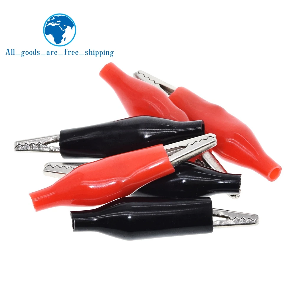TZT 10/30PCS 28MM Metal Alligator Clip G98 Crocodile Electrical Clamp for Testing Probe Meter Black and Red with Plastic Boot
