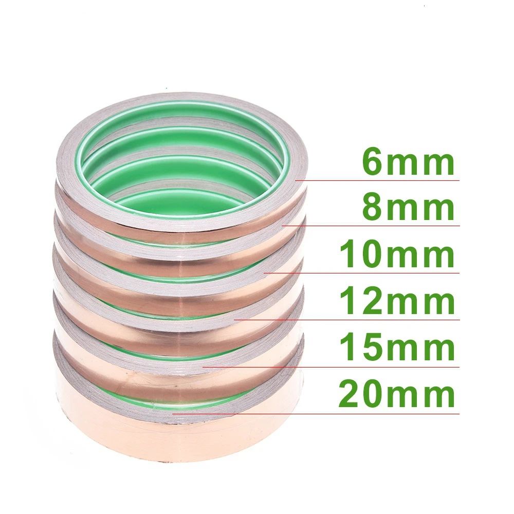TZT 6-20mm Copper Tape Snail Adhesive EMI Shielding Conductive Adhesive Foil Tape for Stained Glass Paper Electrical Repair